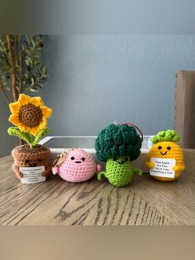 Crochet Positive Plant & Fruit Plush Set